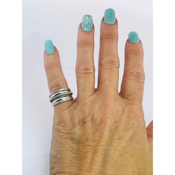 Estate Sterling Silver Wide Rope Band Ring Size 7.5 – Vintage 925 Jewelry - Picture 5 of 11